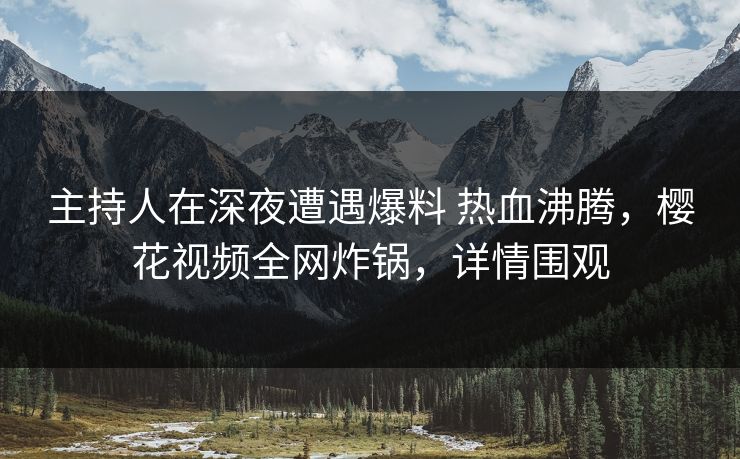 主持人在深夜遭遇爆料 热血沸腾，樱花视频全网炸锅，详情围观